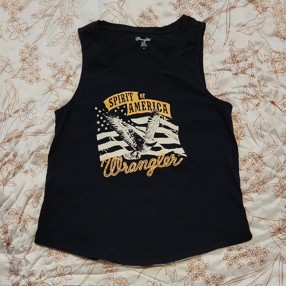 Wrangler Black Muscle Tee with Eagle Graphic